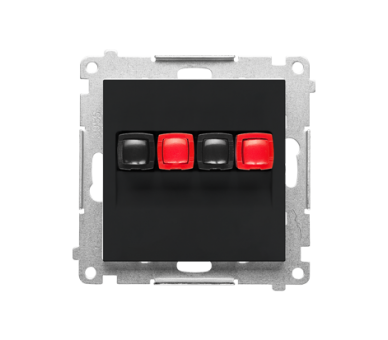 Gniazdo głośnikowe 2-krotne (moduł). Przekrój przewodów dla wejścia i wyjścia 2,5 mm2, Czarny mat Simon 55 TGL2.01/149
