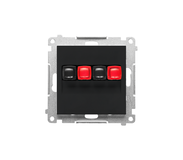Gniazdo głośnikowe 2-krotne (moduł). Przekrój przewodów dla wejścia i wyjścia 2,5 mm2, Czarny mat Simon 55 TGL2.01/149