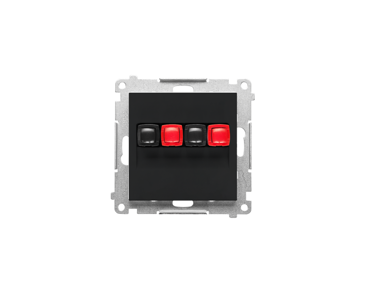 Gniazdo głośnikowe 2-krotne (moduł). Przekrój przewodów dla wejścia i wyjścia 2,5 mm2, Czarny mat Simon 55 TGL2.01/149