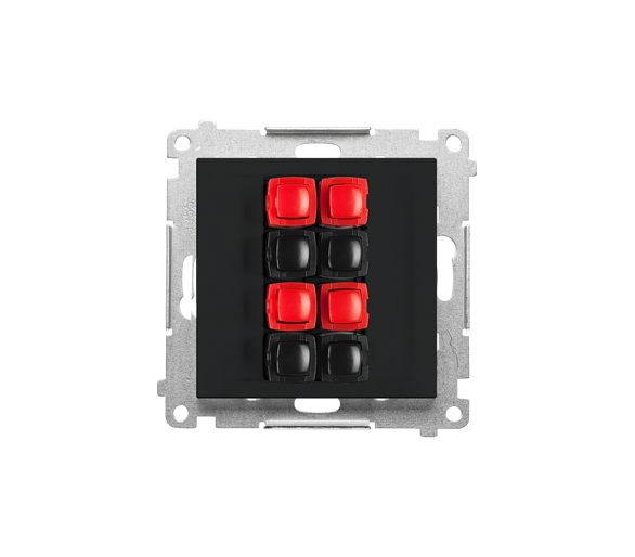 Gniazdo głośnikowe 4-krotne (moduł). Przekrój przewodów dla wejścia i wyjścia 2,5 mm2, Czarny mat Simon 55 TGL4.01/149