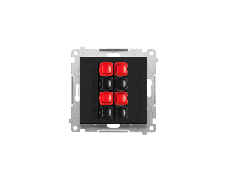 Gniazdo głośnikowe 4-krotne (moduł). Przekrój przewodów dla wejścia i wyjścia 2,5 mm2, Czarny mat Simon 55 TGL4.01/149