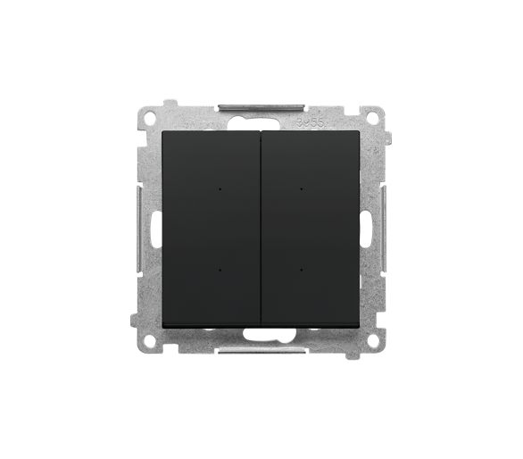 SWITCH D – Sterownik przyciskowy oświetleniowy - 2 wyjścia 5A, z wbudowanym pomiarem energii, sterowany smartfonem [WiFi],  230 V (moduł), Czarny mat Simon 55 GO TEW2W.01/149