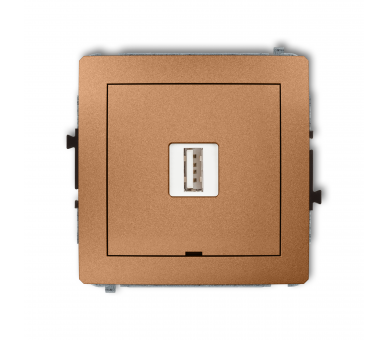 Ładowarka USB pojedyncza USB A, 5W max., 5V, 1A, bez pola opisowego złoty metalik Karlik Deco 8DCUSBBO-1