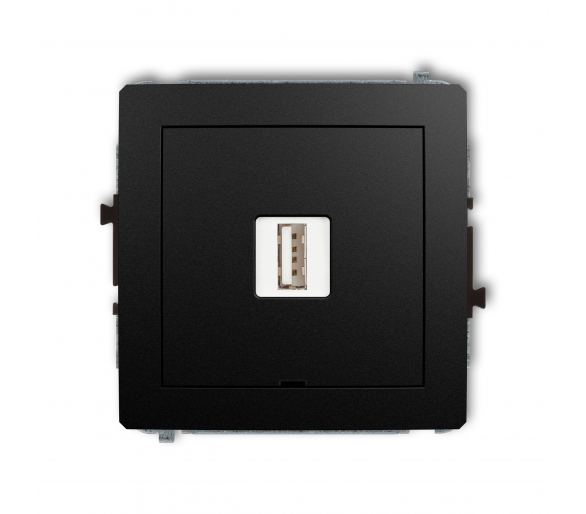Ładowarka USB pojedyncza USB A, 5W max., 5V, 1A, bez pola opisowego czarny mat Karlik Deco 12DCUSBBO-1