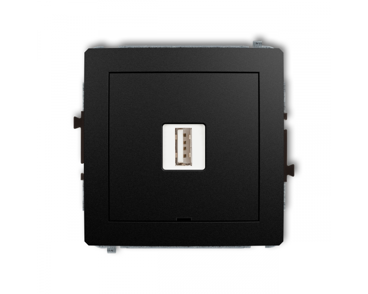 Ładowarka USB pojedyncza USB A, 5W max., 5V, 1A, bez pola opisowego czarny mat Karlik Deco 12DCUSBBO-1
