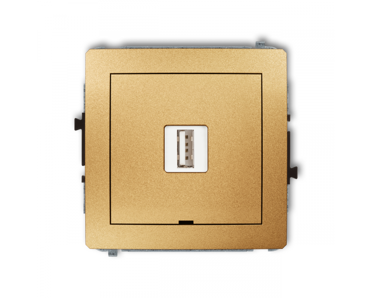 Ładowarka USB pojedyncza USB A, 5W max., 5V, 1A, bez pola opisowego złoty Karlik Deco 29DCUSBBO-1