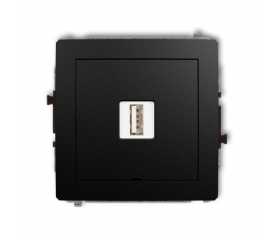 Ładowarka USB pojedyncza USB A, 10W max., 5V, 2A, bez pola opisowego czarny mat Karlik Deco 12DCUSBBO-3
