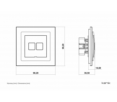 Ładowarka USB podwójna 2xUSB A, 15,5W max., 5V, 3,1A, bez pola opisowego beżowa Karlik Deco 1DCUSBBO-6