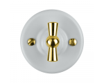 Włącznik ceramiczny obrotowy, pokrętło złote, VINTAGE, biały VIN1101