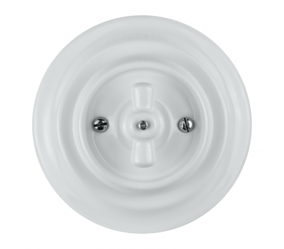 Włącznik ceramiczny podtynkowy obrotowy, VINTAGE, biały VIN5001
