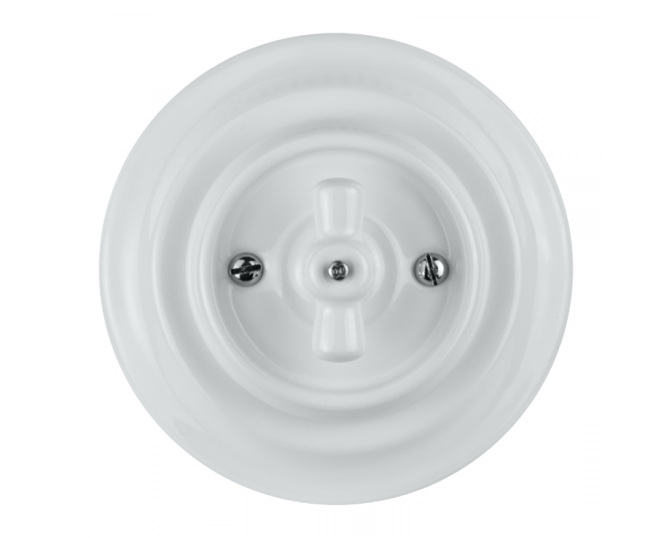 Włącznik ceramiczny podwójny obrotowy z ramką, podtynkowy, biały, VINTAGE VIN5006