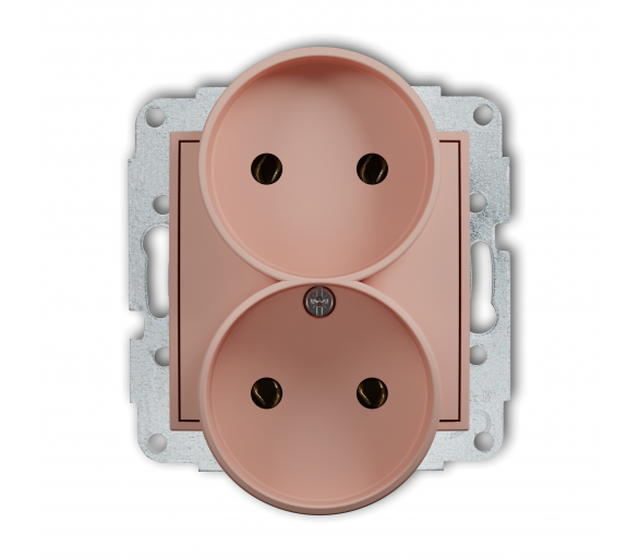 Gniazdo podwójne do ramki bez uziemienia 2x2P (bez przesłon torów prądowych) łososiowy Karlik Mini 62MGPR-2