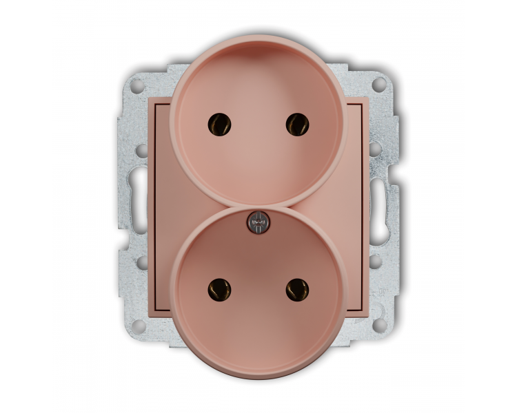 Gniazdo podwójne do ramki bez uziemienia 2x2P (bez przesłon torów prądowych) łososiowy Karlik Mini 62MGPR-2