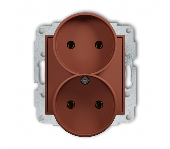 Gniazdo podwójne do ramki bez uziemienia 2x2P (bez przesłon torów prądowych) terakota Karlik Mini 63MGPR-2