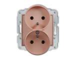 Gniazdo podwójne do ramki z uziemieniem 2x(2P+Z) (bez przesłon torów prądowych) łososiowy Karlik Mini 62MGPR-2z