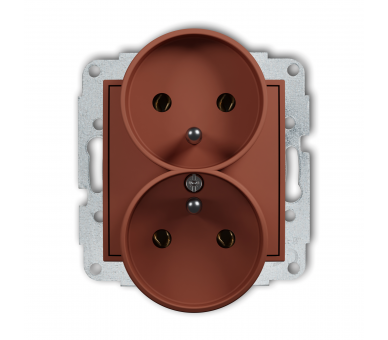 Gniazdo podwójne do ramki z uziemieniem 2x(2P+Z) (bez przesłon torów prądowych) terakota Karlik Mini 63MGPR-2z