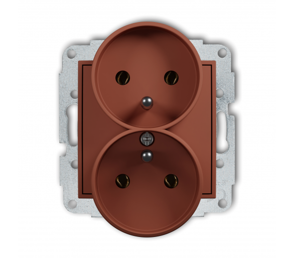 Gniazdo podwójne do ramki z uziemieniem 2x(2P+Z) (bez przesłon torów prądowych) terakota Karlik Mini 63MGPR-2z