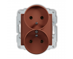 Gniazdo podwójne do ramki z uziemieniem 2x(2P+Z) (bez przesłon torów prądowych) terakota Karlik Mini 63MGPR-2z