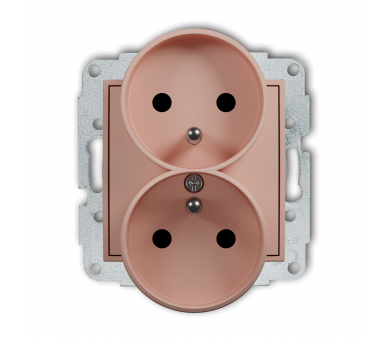 Gniazdo podwójne do ramki z uziemieniem 2x(2P+Z) (przesłony torów prądowych) łososiowy Karlik Mini 62MGPR-2zp