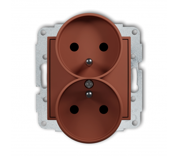 Gniazdo podwójne do ramki z uziemieniem 2x(2P+Z) (przesłony torów prądowych) terakota Karlik Mini 63MGPR-2zp
