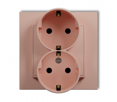 Gniazdo podwójne z uziemieniem SCHUKO 2x(2P+Z) (przesłony torów prądowych) łososiowy Karlik Mini 62MGP-2sp