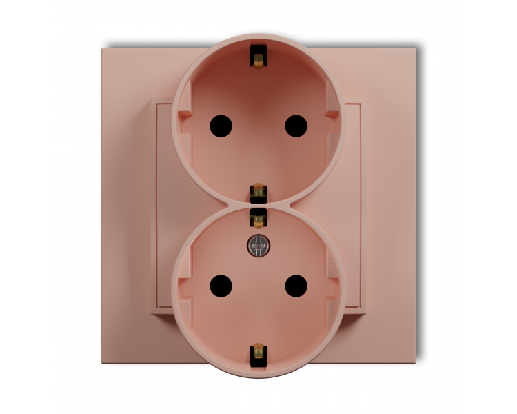 Gniazdo podwójne z uziemieniem SCHUKO 2x(2P+Z) (przesłony torów prądowych) łososiowy Karlik Mini 62MGP-2sp