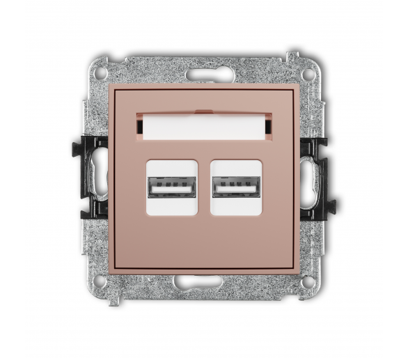 Ładowarka USB podwójna, 2xUSB A, 15,5W max., 5V, 3.1A łososiowy Karlik Mini 62MCUSB-6