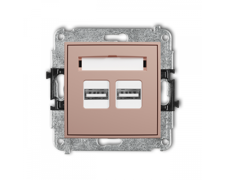 Ładowarka USB podwójna, 2xUSB A, 15,5W max., 5V, 3.1A łososiowy Karlik Mini 62MCUSB-6