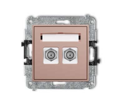 Gniazdo antenowe podwójne typu F (SAT) niklowany, łososiowy Karlik Mini 62MGF-2