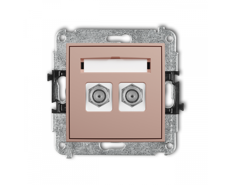 Gniazdo antenowe podwójne typu F (SAT) niklowany, łososiowy Karlik Mini 62MGF-2