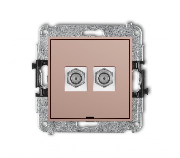 Gniazdo antenowe podwójne typu F (SAT) niklowany, bez pola opisowego łososiowy Karlik Mini 62MGFBO-2