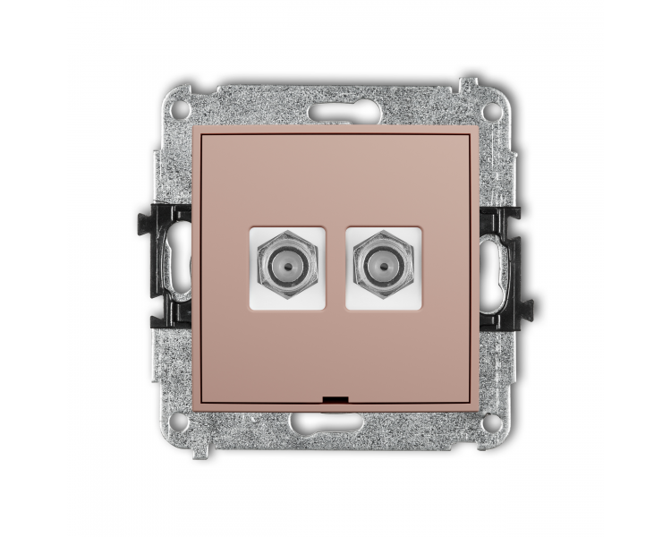 Gniazdo antenowe podwójne typu F (SAT) niklowany, bez pola opisowego łososiowy Karlik Mini 62MGFBO-2