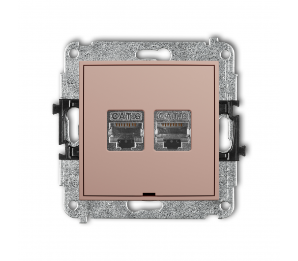 Gniazdo komputerowe podwójne 2xRJ45, kat. 6, ekranowane, 8-stykowy, łososiowy Karlik Mini 62MGKBO-6