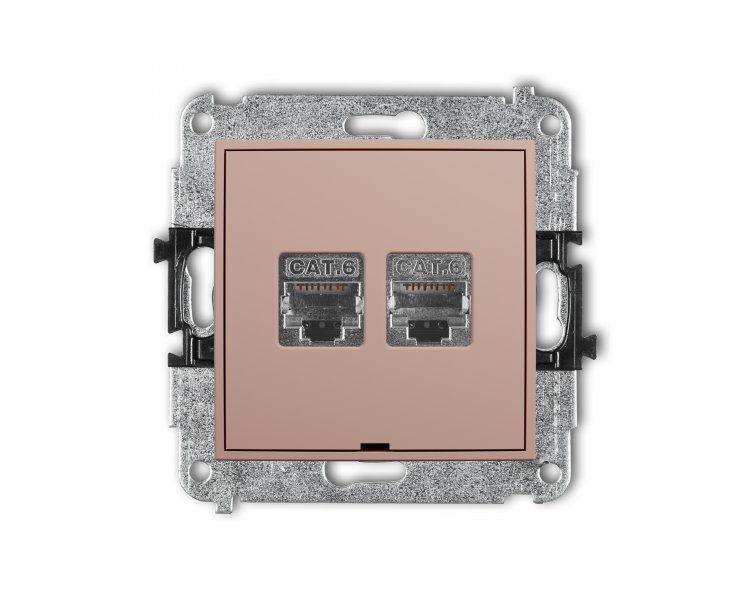 Gniazdo komputerowe podwójne 2xRJ45, kat. 6, ekranowane, 8-stykowy, łososiowy Karlik Mini 62MGKBO-6