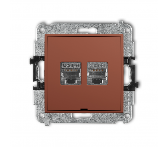 Gniazdo komputerowe podwójne 2xRJ45, kat. 6, ekranowane, 8-stykowy, terakota Karlik Mini 63MGKBO-6