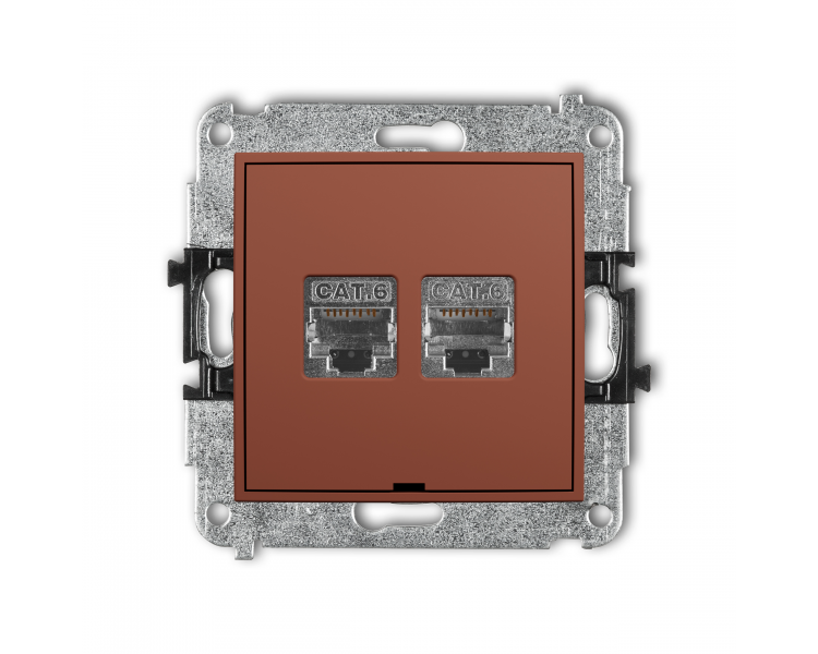 Gniazdo komputerowe podwójne 2xRJ45, kat. 6, ekranowane, 8-stykowy, terakota Karlik Mini 63MGKBO-6