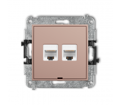 Gniazdo komputerowe podwójne 2xRJ45, kat. 6A, 8-stykowy, łososiowy Karlik Mini 62MGKBO-8