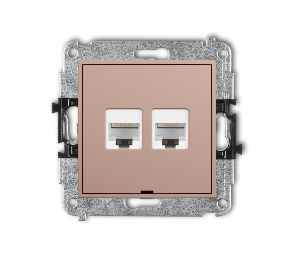 Gniazdo komputerowe podwójne 2xRJ45, kat. 6A, 8-stykowy, łososiowy Karlik Mini 62MGKBO-8