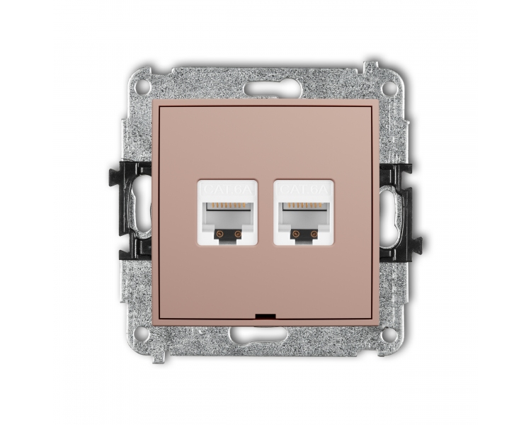 Gniazdo komputerowe podwójne 2xRJ45, kat. 6A, 8-stykowy, łososiowy Karlik Mini 62MGKBO-8