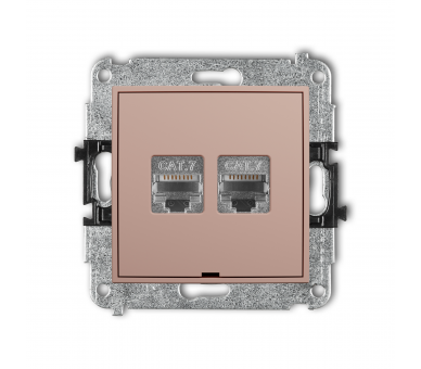 Gniazdo komputerowe podwójne 2xRJ45, kat. 7, ekranowane, 8-stykowy, łososiowy Karlik Mini 62MGKBO-10
