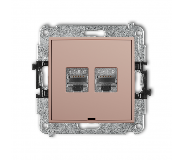 Gniazdo komputerowe podwójne 2xRJ45, kat. 8, ekranowane, 8-stykowy, łososiowy Karlik Mini 62MGKBO-12