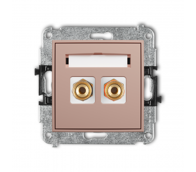 Gniazdo głośnikowe pojedyncze (typu banan - czerwony i czarny, pozłacany, 4 mm2, skręcany), łososiowy Karlik Mini 62MGG-4