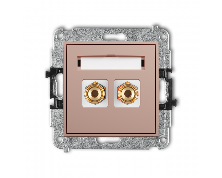 Gniazdo głośnikowe pojedyncze (typu banan - czerwony i czarny, pozłacany, 4 mm2, skręcany), łososiowy Karlik Mini 62MGG-4