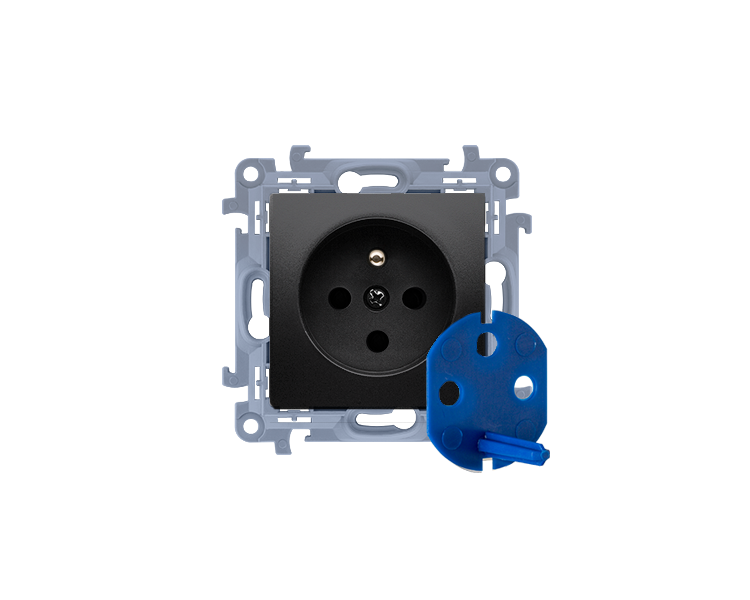 Gniazdo wtyczkowe pojedyncze DATA z kluczem uprawniającym czarny mat 16A CGD1.01/49