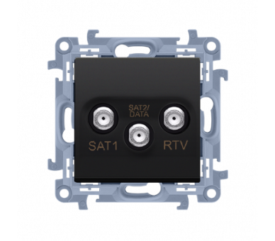 Gniazdo antenowe SAT-SAT-RTV satelitarne podwójne tłum.:1dB czarny mat Nazwa prod.:WOOD-L CASK2F.01/49