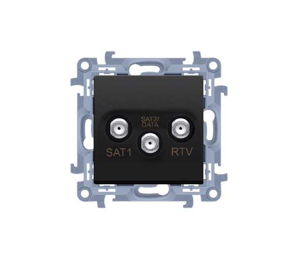 Gniazdo antenowe SAT-SAT-RTV satelitarne podwójne tłum.:1dB czarny mat Nazwa prod.:WOOD-L CASK2F.01/49