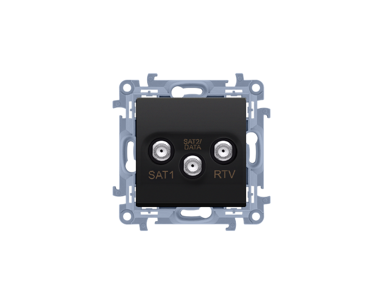 Gniazdo antenowe SAT-SAT-RTV satelitarne podwójne tłum.:1dB czarny mat Nazwa prod.:WOOD-L CASK2F.01/49