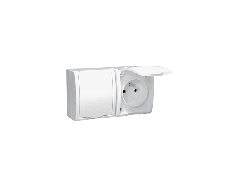 Gniazdo wtyczkowe podwójne z uziemieniem w wersji IP54 - klapka w kolorze białym biały 16A AQGZ1-2/11