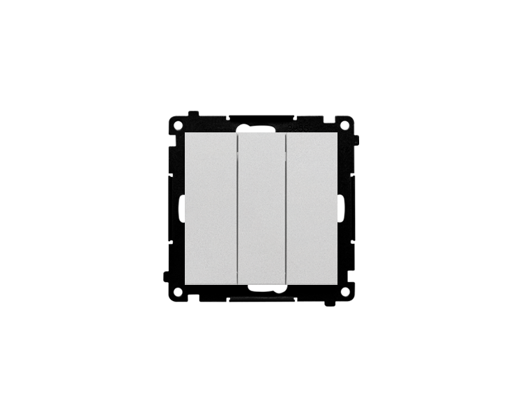 Przycisk potrójny (moduł) 10 AX, 250 V~, szybkozłącza, Aluminium mat Simon 55 TP31.01/143