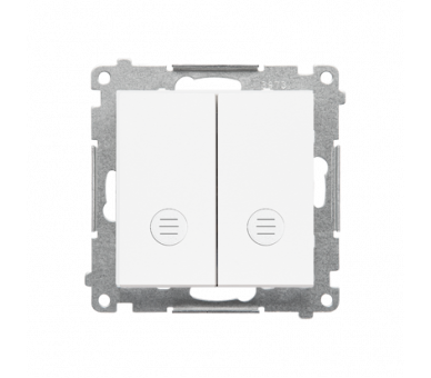 Łącznik schodowy podwójny z podświetleniem bez piktogramu – osobne podświetlenie dla każdego klawisza (moduł) 10 AX, 250 V~, szybkozłącza, Biały mat Simon 55 TW6/2L2.01/X/111